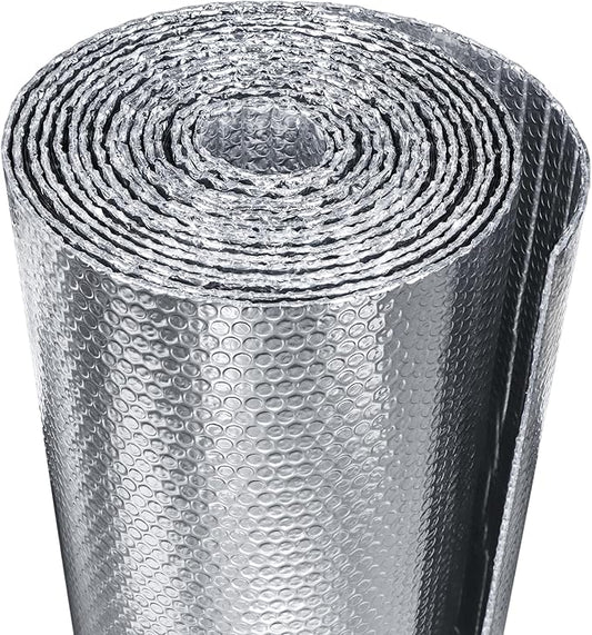 Reflective Insulation Foam,48" x 10 Ft Window Insulation for Summer Heat,Aluminum Foil Bubble Insulation Roll for Keep Heat,Window Insulation Kit for RV, Thermal Insulation Cover for Window.