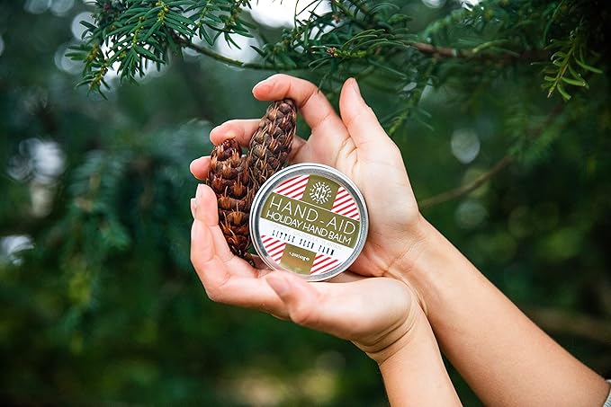 Little Seed Farm - Holiday Hand-Aid – Holiday Hand Moisturizer Balm – Natural, Organic Hand Skin Care with Holiday Scent – Hand Care Balm with Organic Oils & Beeswax – Net Wt. 1.5oz