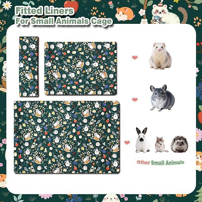 Ferret Cage Liner for Ferret Nation & Critter Nation Cage | Washable Bedding, Leakproof Cage Accessories for Ferrets, Chinchillas, Rats & Other Small Animals( Single Unit combo)