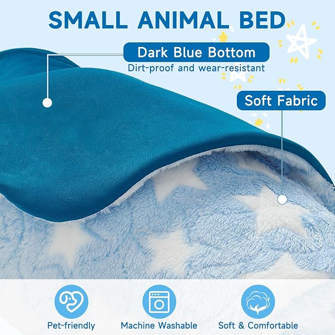 Homimp 2 Pack Guinea Pig Bed, Waterproof Reusable Small Animal Bed,Super Absorbent Pee Pad Mat for Rabbit Bunny Hamster Rat Hedgehog Chinchilla,Washable Fleece Cage Liners, Blue 24"x47"
