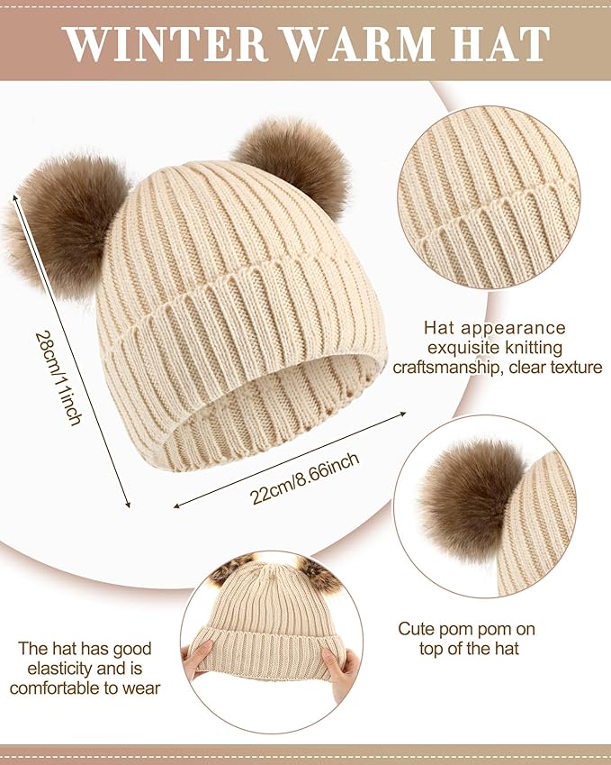 Geyoga 6 Pcs Winter Warm Fleece Knit Hat Long Scarf Touchscreen Gloves Ear Muffs Socks Sets, Winter Warm Gifts for Women