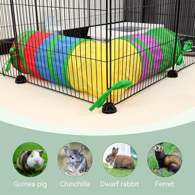 Rypet Guinea Pig Tunnels and Tubes 2-Way L-Type Collapsible for Small Pets | 2 Configurations for Exploration, Interactive Ball Engages Pets, Foldable & Portable, Cozy Hideout for Rabbits Hedgehogs