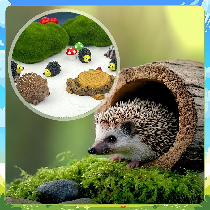 24 Pcs Hedgehog Zen Garden with Tray Sand Tools and Accessories | Micro Landscape Ornaments Suitable for Hedgehog Decor Meditation Room Office and Home Tools for Relaxation and Mindfulness
