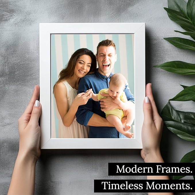 M Modern Memory Design 15x5 White Picture Frame Real Glass | Wall Hanging | 5x15 Family Photo Portrait Poster Documents Artwork