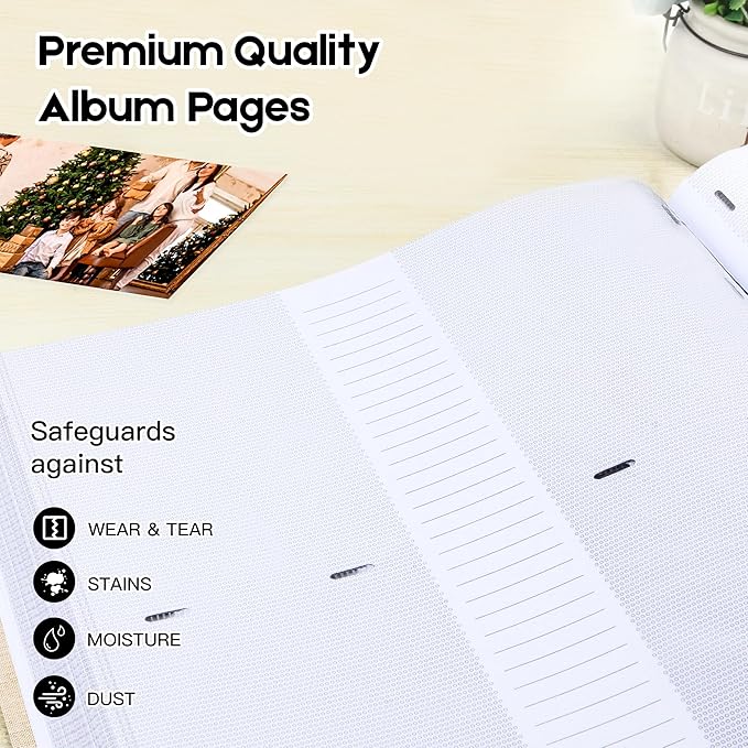 Photo Album 4x6 600 Photos with Writing Space Linen Cover with Front Window Picture Album, 600 Photos 4x6 Photo Album Book for Wedding Kids Travel Family Baby Pictures (Beige)