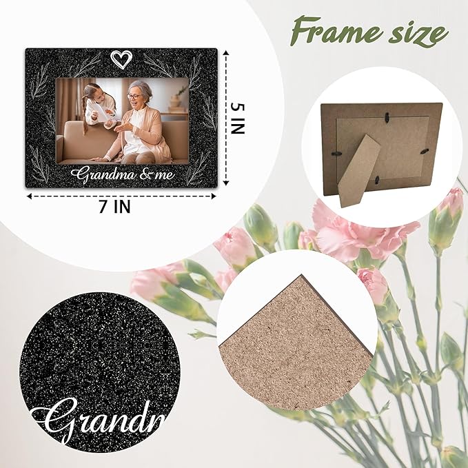 Grandma & Me Keepsake, Black Wood Sentiments,I Love Grandma Picture Frame, Thoughtful Photo Gift for Mom, Family, Perfect for Desk or Tabletop