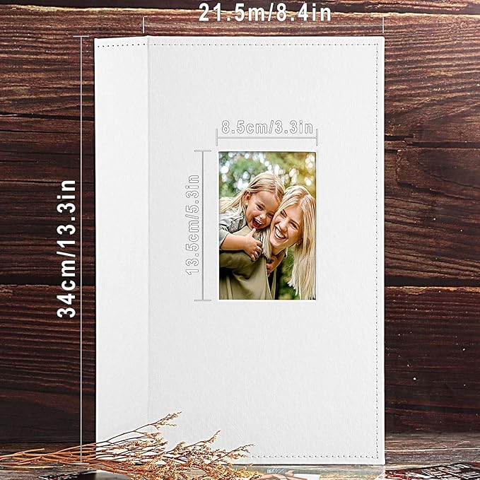 Ywlake Photo Album 4x6 300 Pockets, Leather Photo Albums Holds 300 Horizontal Only Pictures White
