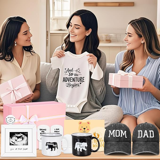 New Parents Gifts for Couples, First Time New Mom and Dad to Be Gifts Expecting Parents, Gender Reveal & Baby Shower Gifts for Parent to be, Baby Gift Basket 2025, Pregnancy Announcement, Girls, Boys