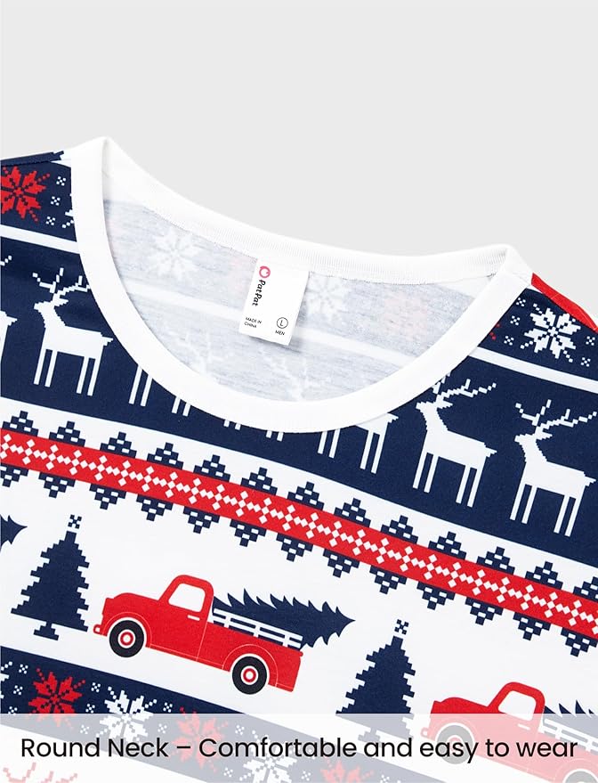 PATPAT Christmas Family Matching Pajama Sets Includes Christmas Socks - Perfect for Family Photos & Holiday Celebrations
