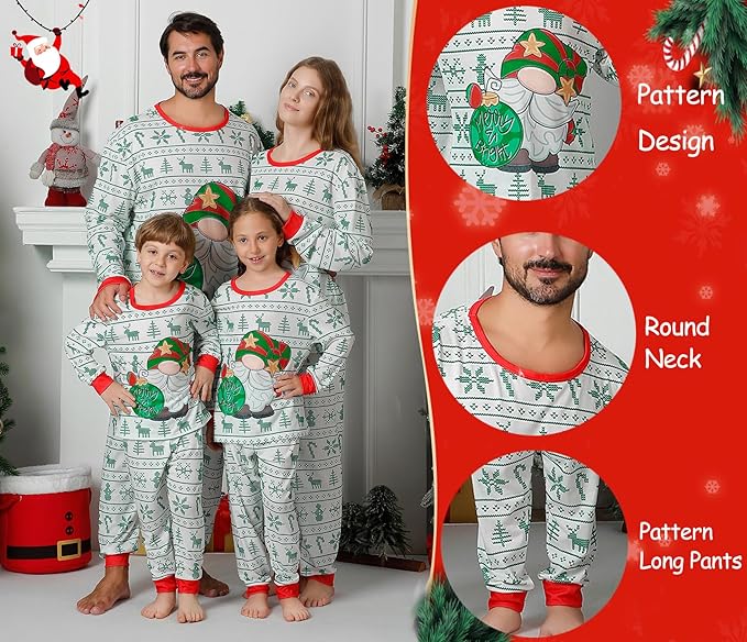 ANGELGGH Matching Christmas Pajamas for Family, Cute Vacation PJs Sets for Couples/Women/Men, Xmas 2 Piece Jammies Sleepwear