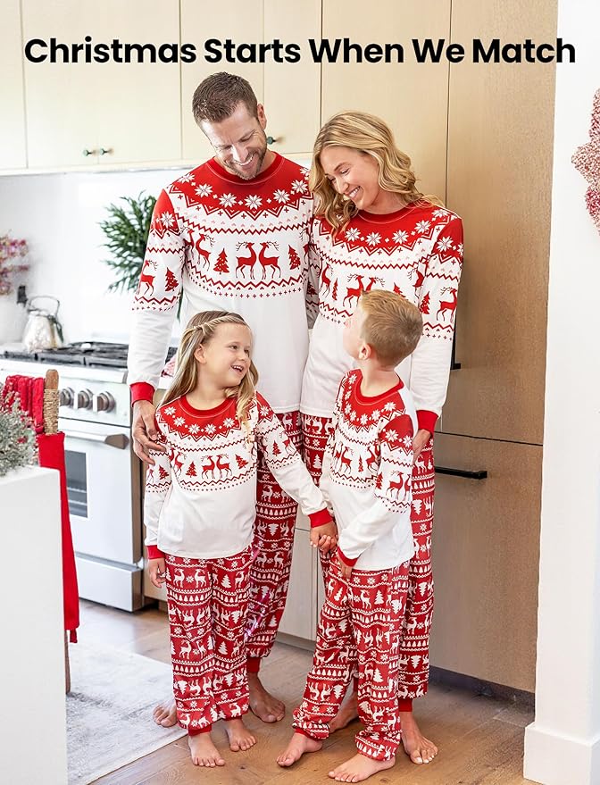 PATPAT Christmas Family Matching Pajama Sets Includes Christmas Socks - Perfect for Family Photos & Holiday Celebrations