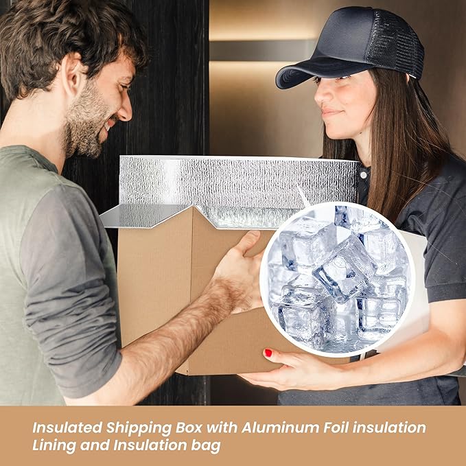 Simple deluxe 2 Pack Insulated Shipping Boxes with Aluminum Foil Liner,Thermal Insulation Cold Pack Shipping Boxes for Frozen, Reusable Styrofoam Cooler Box, Small Mailing Box, 12''x10''x7''