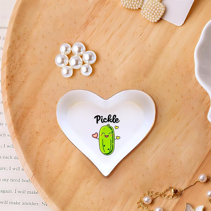 Pickle Ring Holder Dish Tray, Gifts For Women Teens Girls, Pickle Lovers Themed Stuff Accessories Things Decor Merch, Home Room Ring Earrings Necklace Organizer Holder!