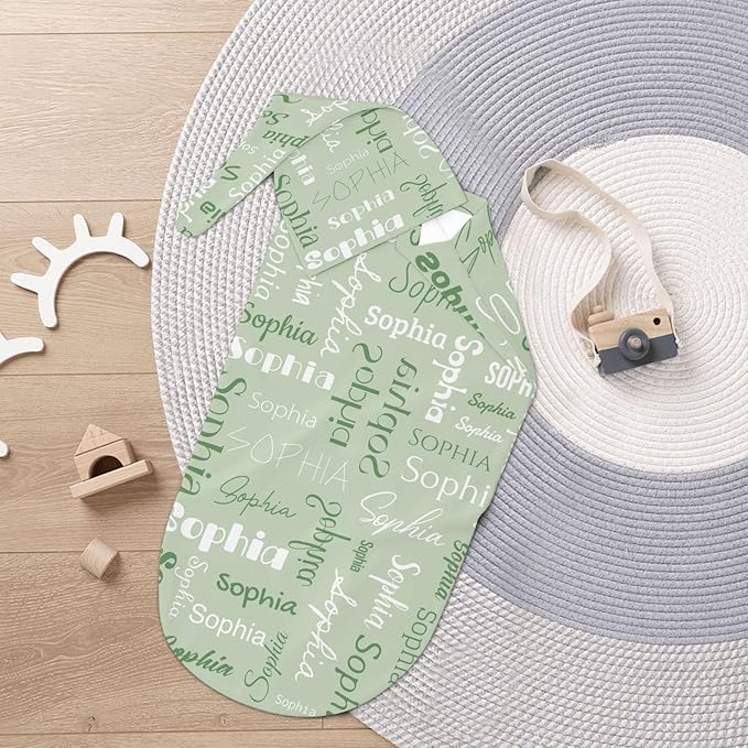 Newborn Swaddle Blankets Hat Name Lettering Green Sets Soft Baby Receiving Blanket Swaddle Sack for Baby Shower Infant Boy Girl Gift