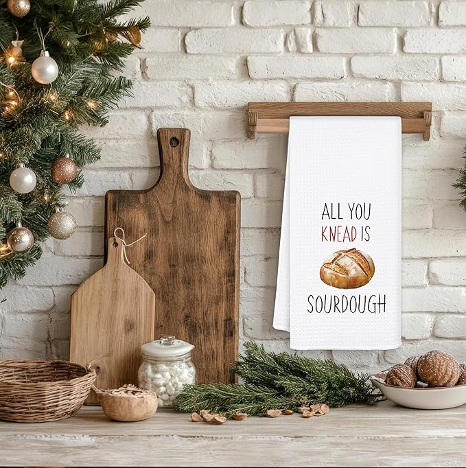 Funny Sourdough Kitchen Towels, Tea Towels for Baking, All You Knead is Sourdough Decorative Dish Hand Towels for Kitchen, Baking Gifts for Women Baking Lovers, 16x24 Inch