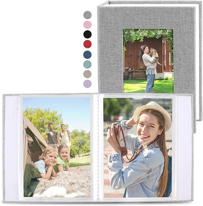 vivinin 2 Pack Photo Album 5x7, Linen Cover Photo Book, Small Photo Album Book for 36 Pockets Hold 72 Pictures, Picture Book for Photos Family Anniversaries Baby Vacations (Gray)