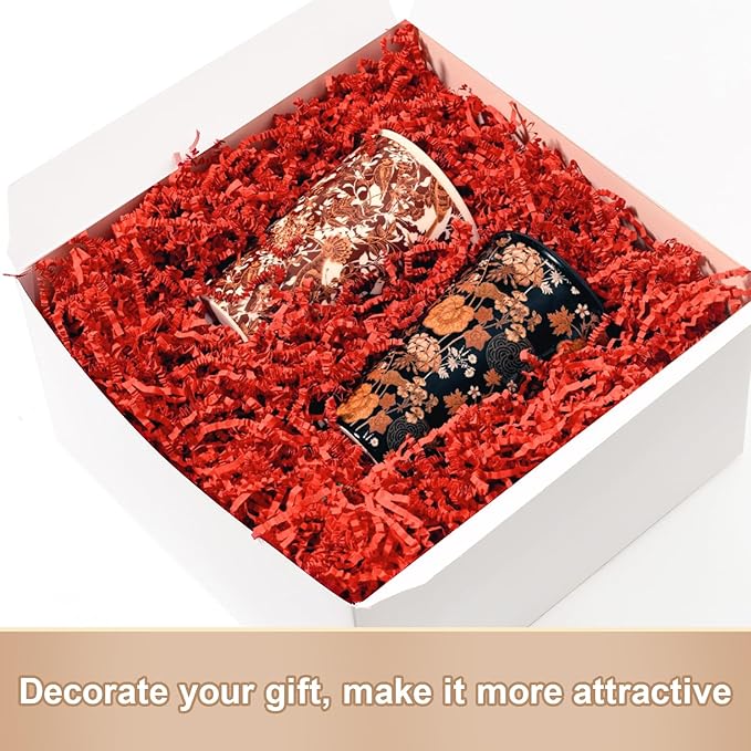 Wowxyz 2 LB Crinkle Cut Paper Shred Red Crinkle Shredded Paper - Gift Box Baskets Bag Filler - Confetti Stuffing for Birthday, Holiday Gift Packaging Wrapping