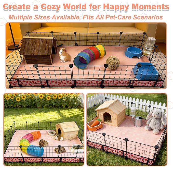 Waterproof Guinea Pig Cage Liners, Washable & Reusable Small Animal Cage Mat, for Rabbit, Hamster, Chinchilla, Hedgehog (Watermelon),C&C 28x56 inches
