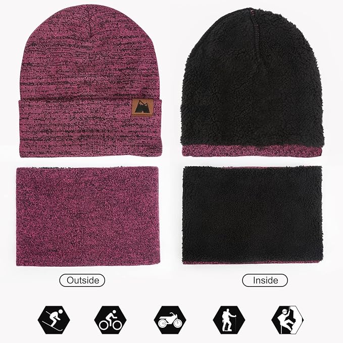 mysuntown Winter Beanie Hat Scarf and Touch Screen Gloves 3-Piece Set, 2025 Cold Weather Knit Fleece Lined Warm Unisex Sets
