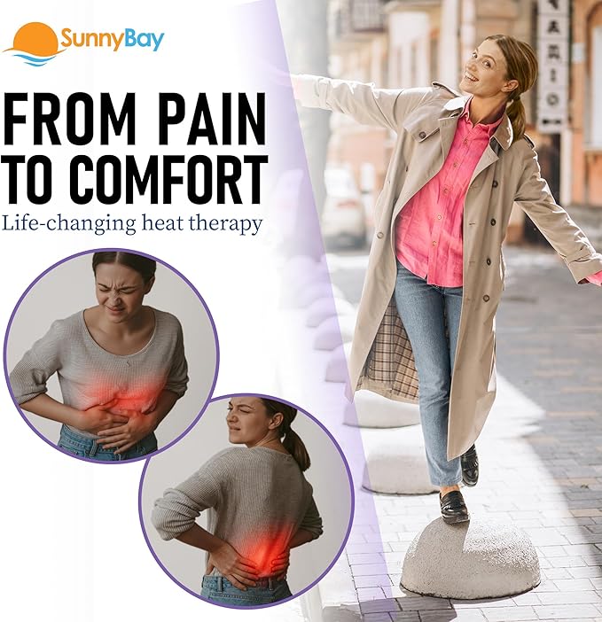 SunnyBay Heat Patches for Menstrual Cramp, Air-Activated Adhesive Heat Pads for Period, 130 F Warmth up to 8 Hours, Stick to Clothing Not Skin, 2.75 x3.5 inches, 10-Count, Pack of 2