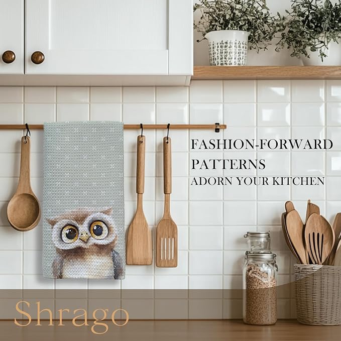 Cute Owl Bathroom Hand Towels, Kids Bathroom Decor, Gifts for Owl Lovers, Forest Animal Nursery Decorative Hand Towels for Kids Bath Room Washroom Toilet, 16x24 Inch