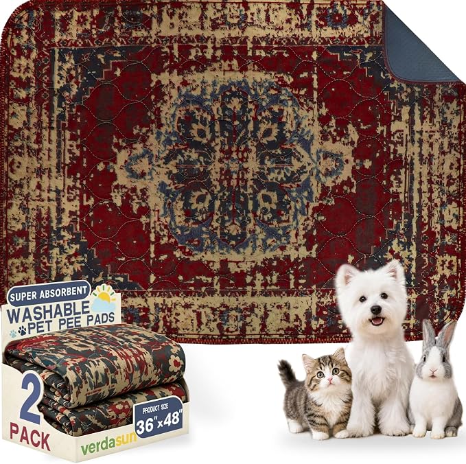 Tapete Higiênico Lavável e Reutilizável para Cães, 36x48 Polegadas, 2 Unidades