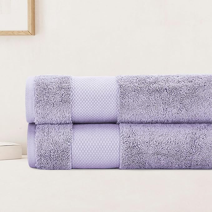 BIOWEAVES 100% Organic Cotton Bath Sheet Set of 2 | Soft Oversized Bath Towels | 700 GSM Premium Bath Towel Sheet Set GOTS Certified - Lavender