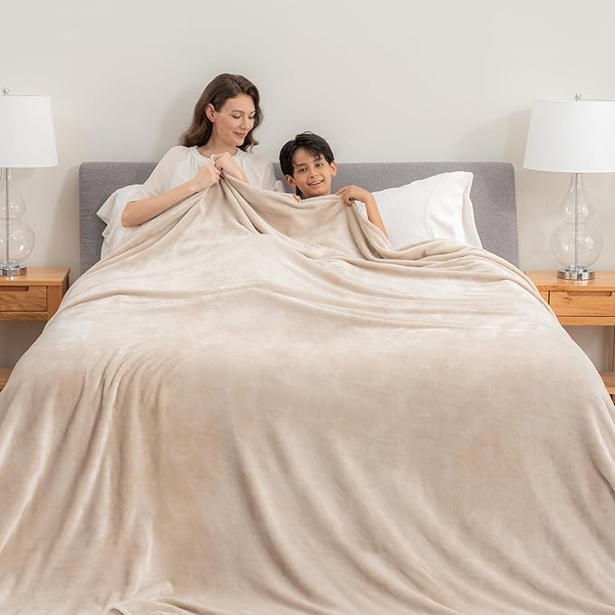 Berkshire VelvetLoft Oversized King Family Blanket, All Season Mid-Weight Ultra Silky and Fuzzy, Seamless Extra Large (Grain, 120x120 Inches)
