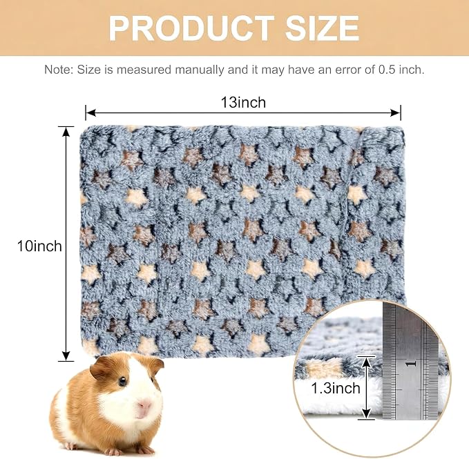 RAINFLOW 2 Pack Guinea Pig Beds - Small Animal Soft Fleece Mats,Pink & Blue | Guinea Pig Bed, Foldable Pet Mat & Plush Pad for Rabbit, Hamster, Squirrel, Hedgehog, Chinchilla, Ferret, Indoor Cage Use