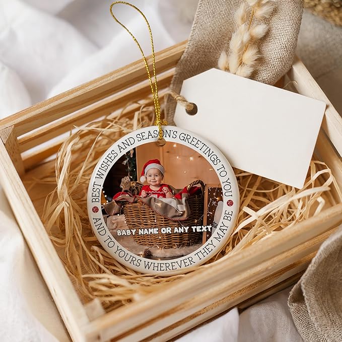 Baby Girl's First Christmas Ornament 2025 Personalized Photo Ornaments Keepsake for Newborn, My First Idea