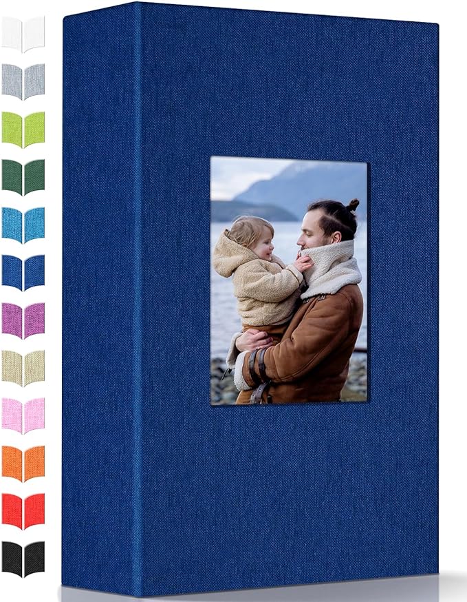 Photo Album 4x6 with 300 Pockets,Slip-in Picture Albums,Linen Cover Memory Book with Front Window,White Page Vertical Photo Book for Wedding,Family,Anniversare,Baby,Vacation