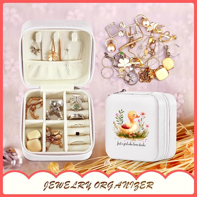 Duck Jewelry Box, Gifts For Kids Teens Girls, Duck Lovers Stuff Items Accessories Things Merchandise Decor Merch, Travel Ring Earrings Necklace Organizer Holder!