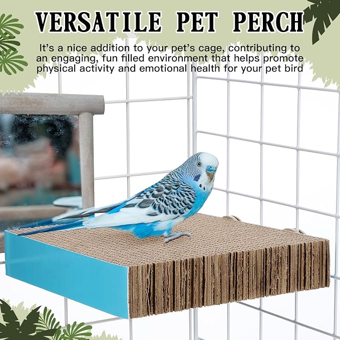 Skyygemm 2 Pcs Bird Toys Parrot Perch Stand Cage Accessories, Large | for Macaws Conures Cockatiel Budgies, Corrugated Texture Promotes Claw Grinding, Platforms for Cage Play, Beak Chew Activity