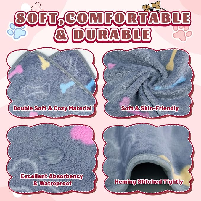 YedsIntu 6 Pcs Washable Guinea Pig Blankets Absorbent Small Animal Fleece Bedding Cage Liners Reusable Pet Pee Pad Sleep Mat Pad Cover for Hamster Ferret Rabbit Chinchilla Hedgehog (Grey, 20" x 30")