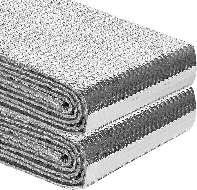 Reflective Insulation Roll 47inch x 40Ft Double Bubble Reflective Aluminum Foil Wrap Insulating Sheet Thermal Shield Radiant Barrier for Winter RV Window Thermal Cold Insulation Summer Heat - Silver