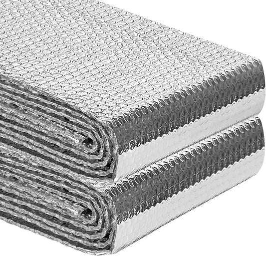 Reflective Insulation Roll 47inch x 40Ft Double Bubble Reflective Aluminum Foil Wrap Insulating Sheet Thermal Shield Radiant Barrier for Winter RV Window Thermal Cold Insulation Summer Heat - Silver