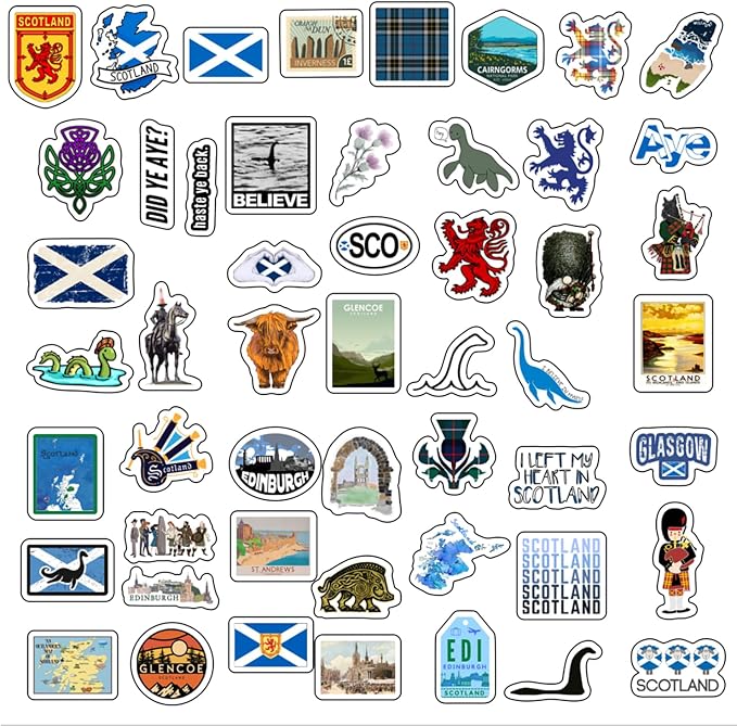100Pcs Scotland Stickers for Water Bottle and Laptop - Heritage Party Supplies & Decorations, Waterproof Vinyl Scottish Decals, Scotland Flag Stickers Laptop Decals, Gifts for Women & Men