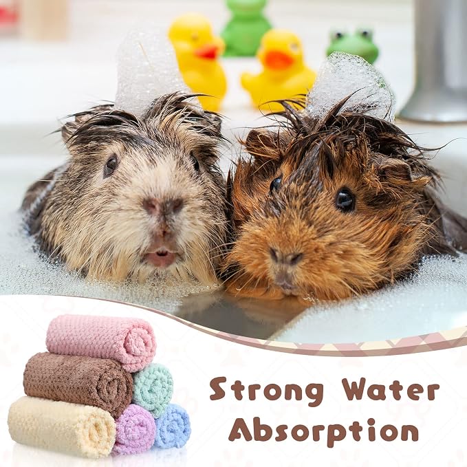 36 Pcs Guinea Pig Blankets Soft Fleece Cage Liners Guinea Pig Accessories Washable Bedding Sleeping Mats Absorbent Bath Towels for Small Animals Pets Rabbit Hamster Rat Dog Hedgehog, 11.8 x 11.8 Inch
