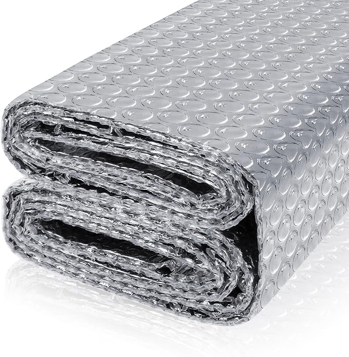 Reflective Bubble Insulation Sheet, Double Side Aluminum Foil Bubble Shield, Aluminum Foil Thermal Insulation Radiant Barrier for Windows, RV, Roof, Garage Door (23.6IN X 20FT)