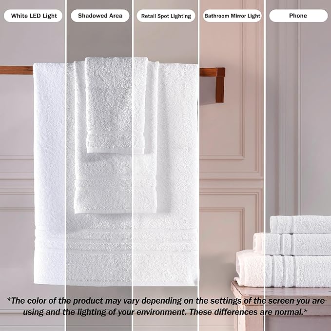 Hawmam Linen Luxury Cotton Washcloths 13x13 Inch - Large Hotel Spa Bathroom Face Towel | 12 Pack | White