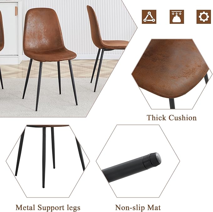 Dinner Table Set for 6, Modern 55'' Wood Dining Table with Fabric Dining Chairs Set of 6,Dining Room Sets for 6,Ideal for Dining Kitchen Room