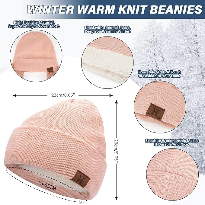 Winter Beanie Hat Scarf Touchscreen Gloves Set for Men and Women, Beanie Gloves Neck Warmer Set with Warm Knit Fleece Lined
