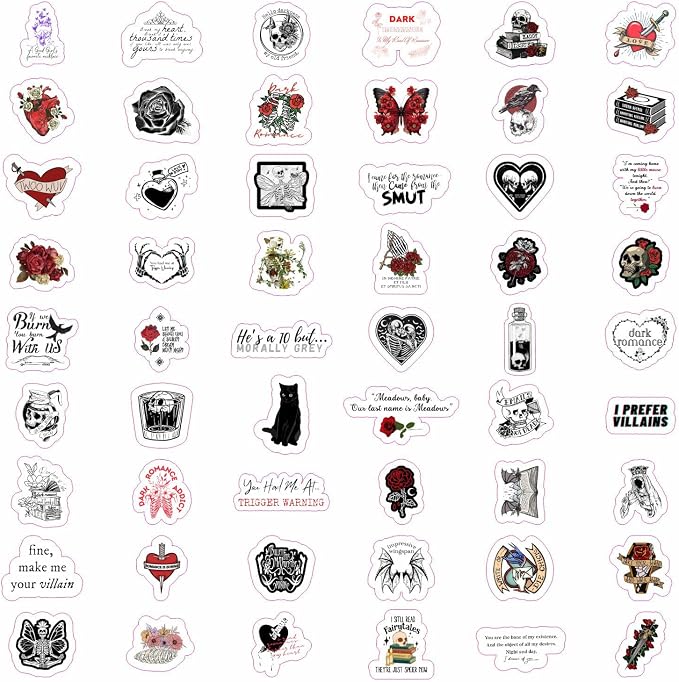 100Pcs Dark Romance Stickers for Water Bottle and Laptop - Dark Romance Party Supplies & Decorations, Waterproof Vinyl Decals, Love and Gothic Stickers, Gifts for Women & Men