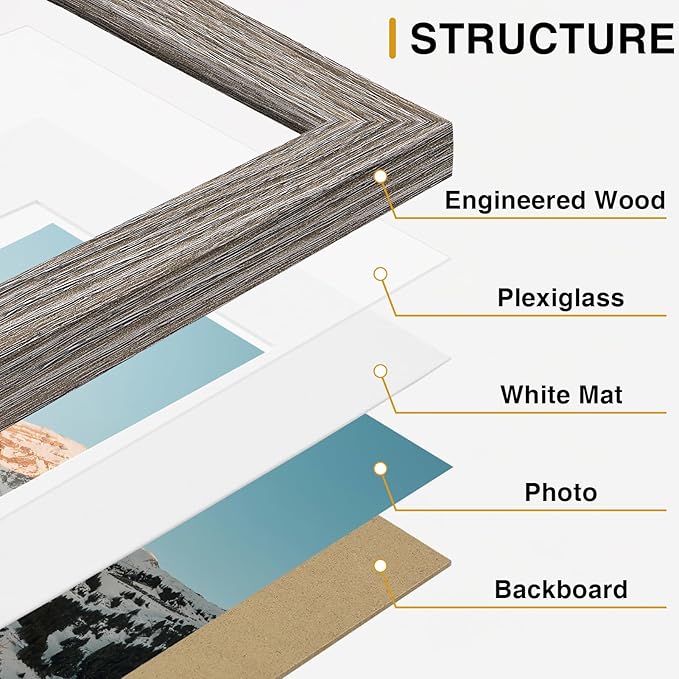 Vittanly 12 Pack Picture Frames Collage Wall Decor for Mounting or Tabletop Display, Gallery Wall Frame Set for Family, Multi Sizes Including 4pcs 8x10, 4pcs 5x7, 4pcs 4x6, Black, Brown and Dark Grey