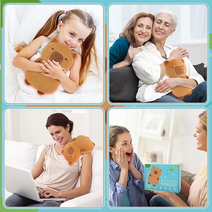 Capybara Microwavable Heating Pad for Kids Women,Cute Animal Microwave Heating Pad for Cramps & Period Pain Relief with Lavender Scented,Heated Pad for Neck Knee,Warmer Pad for Birthday Mother's Day