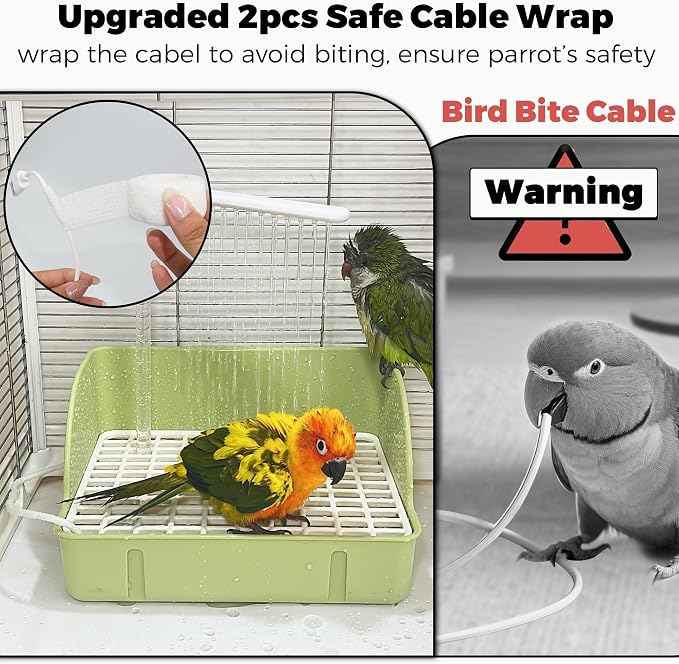 Automatic Parakeet Bird Bath with Pump, Large Bird Shower Fountain | Indoor Bathtub with Running Water, Parrot Bath Tub Faucet for Pet Birds, Cockatiel, African Grey, Budgie, Conure, Lovebird