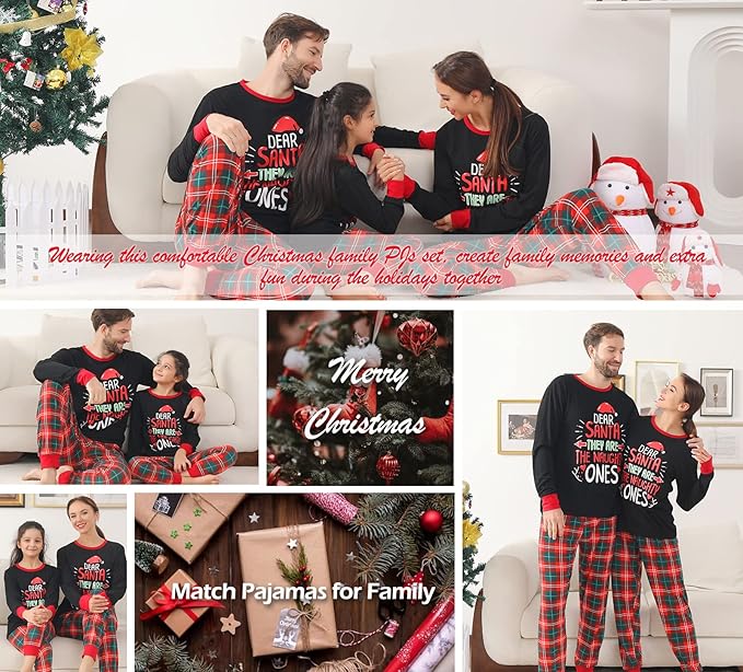 ANGELGGH Matching Christmas Pajamas for Family, Cute Vacation PJs Sets for Couples/Women/Men, Xmas 2 Piece Jammies Sleepwear