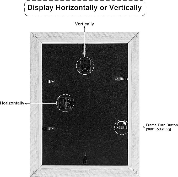9x13 Picture Frame Display 4 opening 4X6 Picture Frame Collage,Multi Photo Frame with Mat,Plexiglass,Wall or Tabletop Decor,Distressed White Wood Grain
