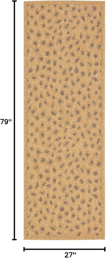 SAFAVIEH Washable Rug Outdoor Courtyard Collection - 2'3" x 6'7" Runner, Natural & Gold, Non-Shedding & Easy Cleaning, Ideal for Patio, Entryway, Mudroom, Hallway, Kitchen (CY6104-39)