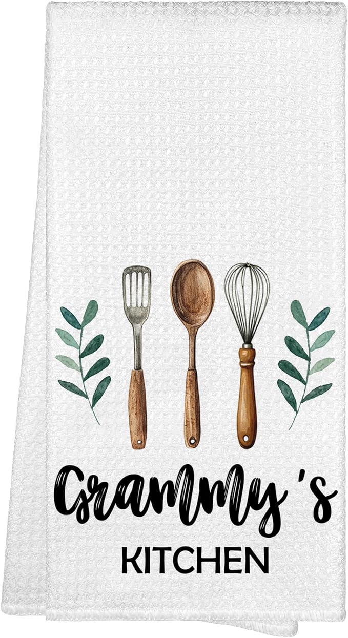 Grammy's Kitchen Towels, Grammy Grandma Christmas Birthday Gifts Hand Towels for Grandma from Grandkids, Rustic Farmhouse Decorative Tea Dish Towels for Room Mother's Day Decor 16x24 in